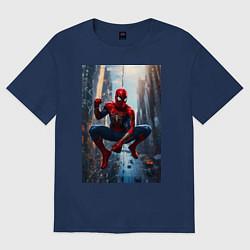 Футболка оверсайз мужская Spider Man на страже справедливости, цвет: тёмно-синий