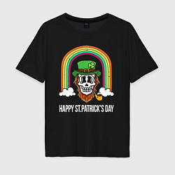 Мужская футболка оверсайз Happy St Patricks day - skull