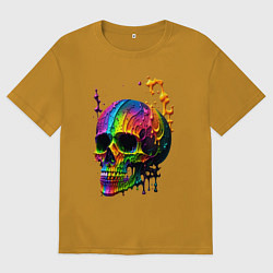 Футболка оверсайз мужская Череп в краске, цвет: горчичный