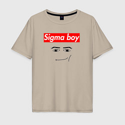 Мужская футболка оверсайз Sigma boy roblox face - gaming meme collab