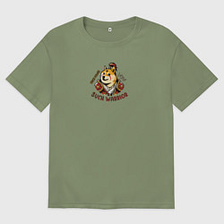 Футболка оверсайз мужская Сиба ину воин варвар, цвет: авокадо