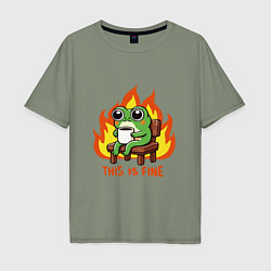 Мужская футболка оверсайз Frog - this is fine