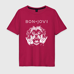 Футболка оверсайз мужская Bon Jovi rock dog, цвет: маджента