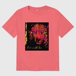 Мужская футболка оверсайз Леопард-разноцветная абстракция