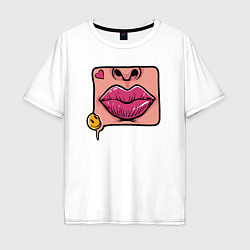 Мужская футболка оверсайз Smile and lips