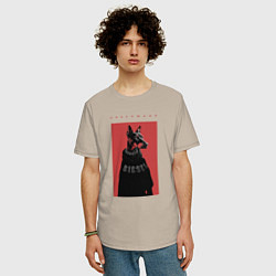 Футболка оверсайз мужская Порода Доберман - половинка пары, цвет: миндальный — фото 2