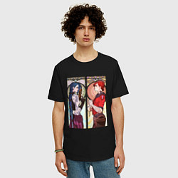 Футболка оверсайз мужская Ви и Джинкс - Аркейн, цвет: черный — фото 2