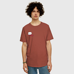 Футболка оверсайз мужская Милый белый котик в шарфике для пары, цвет: кирпичный — фото 2