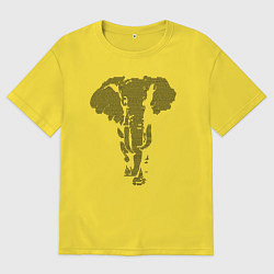 Футболка оверсайз мужская Африканский слон пуантель, цвет: желтый