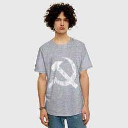 Футболка оверсайз мужская Серп и молот символ, цвет: меланж — фото 2