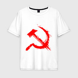 Мужская футболка оверсайз Sickle and hammer red paint