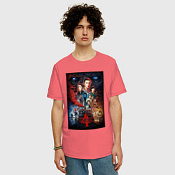 Футболка оверсайз мужская Stranger Things 4, цвет: коралловый — фото 2