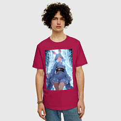 Футболка оверсайз мужская Зайка в гармонии с природой, цвет: маджента — фото 2