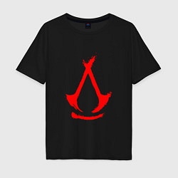 Футболка оверсайз мужская Assassins creed - shadows logotype, цвет: черный