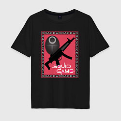 Мужская футболка оверсайз Squid game gun and mask