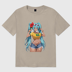 Мужская футболка оверсайз Miku Hatsune с цветком