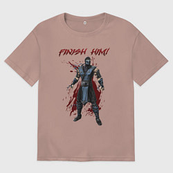 Футболка оверсайз мужская Finish him Sub-Zero Mortal Kombat, цвет: пыльно-розовый