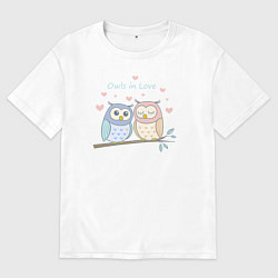 Мужская футболка оверсайз Влюбленные совушки