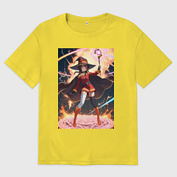 Футболка оверсайз мужская Мегумин колдует взрывную магию, цвет: желтый