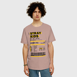 Футболка оверсайз мужская Stray kids ticket, цвет: пыльно-розовый — фото 2