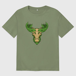 Футболка оверсайз мужская Nature deer, цвет: авокадо
