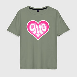 Футболка оверсайз мужская Oh my god love, цвет: авокадо