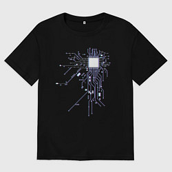 Футболка оверсайз мужская Сердце хакера, цвет: черный