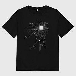 Футболка оверсайз мужская Сердце хакера, цвет: черный