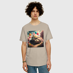 Футболка оверсайз мужская Мужской праздник, цвет: миндальный — фото 2