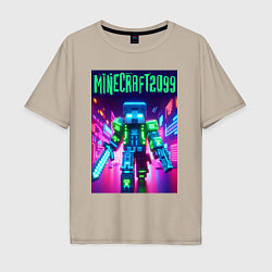 Мужская футболка оверсайз Minecraft 2099 - neon glow fantasy