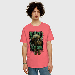 Футболка оверсайз мужская Кролик Бонзо из Poppy Playtime, цвет: коралловый — фото 2