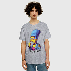 Футболка оверсайз мужская Marge Simpson - punks not dead motto, цвет: меланж — фото 2