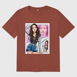 Футболка оверсайз мужская Blackpink - Jisoo, цвет: кирпичный