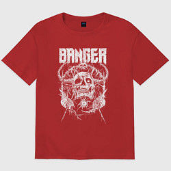 Футболка оверсайз мужская Banger - horned skull, цвет: красный