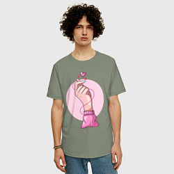 Футболка оверсайз мужская Сердечко, цвет: авокадо — фото 2