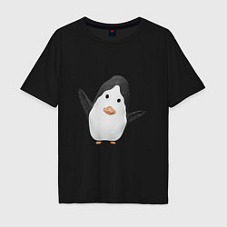 Футболка оверсайз мужская Cartoon penguin, цвет: черный