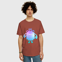 Футболка оверсайз мужская Monster cartoon blue purple, цвет: кирпичный — фото 2