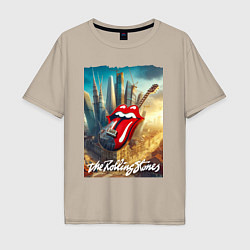 Мужская футболка оверсайз Rolling Stones - logo-guitar