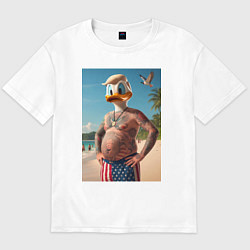 Мужская футболка оверсайз Donald Duck-Trump on a Florida beach