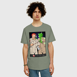Футболка оверсайз мужская Ghostbusters - Ray and his clone ghost, цвет: авокадо — фото 2