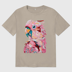 Мужская футболка оверсайз Розовый попугай