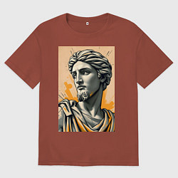 Футболка оверсайз мужская Арт с античным портретом, цвет: кирпичный