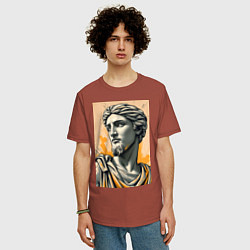 Футболка оверсайз мужская Арт с античным портретом, цвет: кирпичный — фото 2