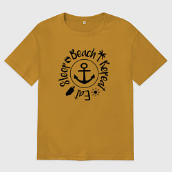 Футболка оверсайз мужская Есть спать пляж повтор, цвет: горчичный