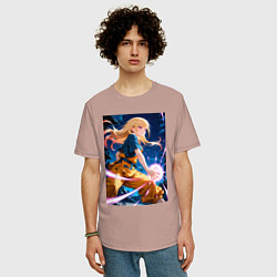 Футболка оверсайз мужская Марин Китагава косплей Dragon Ball, цвет: пыльно-розовый — фото 2