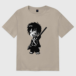 Футболка оверсайз мужская Маленький воин-самурай, цвет: миндальный