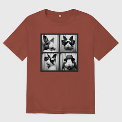 Футболка оверсайз мужская Кролик в фотобудке, цвет: кирпичный