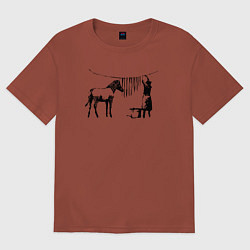 Футболка оверсайз мужская Banksy zebra, цвет: кирпичный