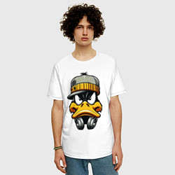 Футболка оверсайз мужская Duffy Duck in headphones, цвет: белый — фото 2