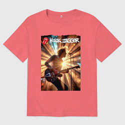 Футболка оверсайз мужская Mick Jagger - lead singer of The Rolling Stones, цвет: коралловый